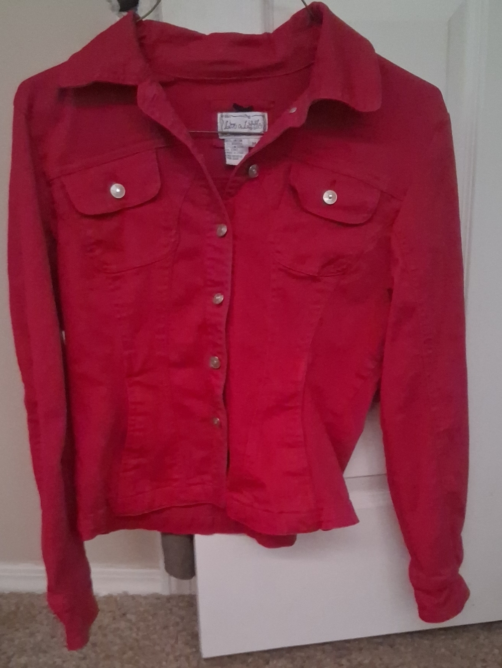 Red Button-Front Women's Jacket